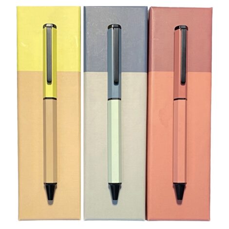 Hexagonal Coloured Pens - Boxed Gift Pens (x3)
